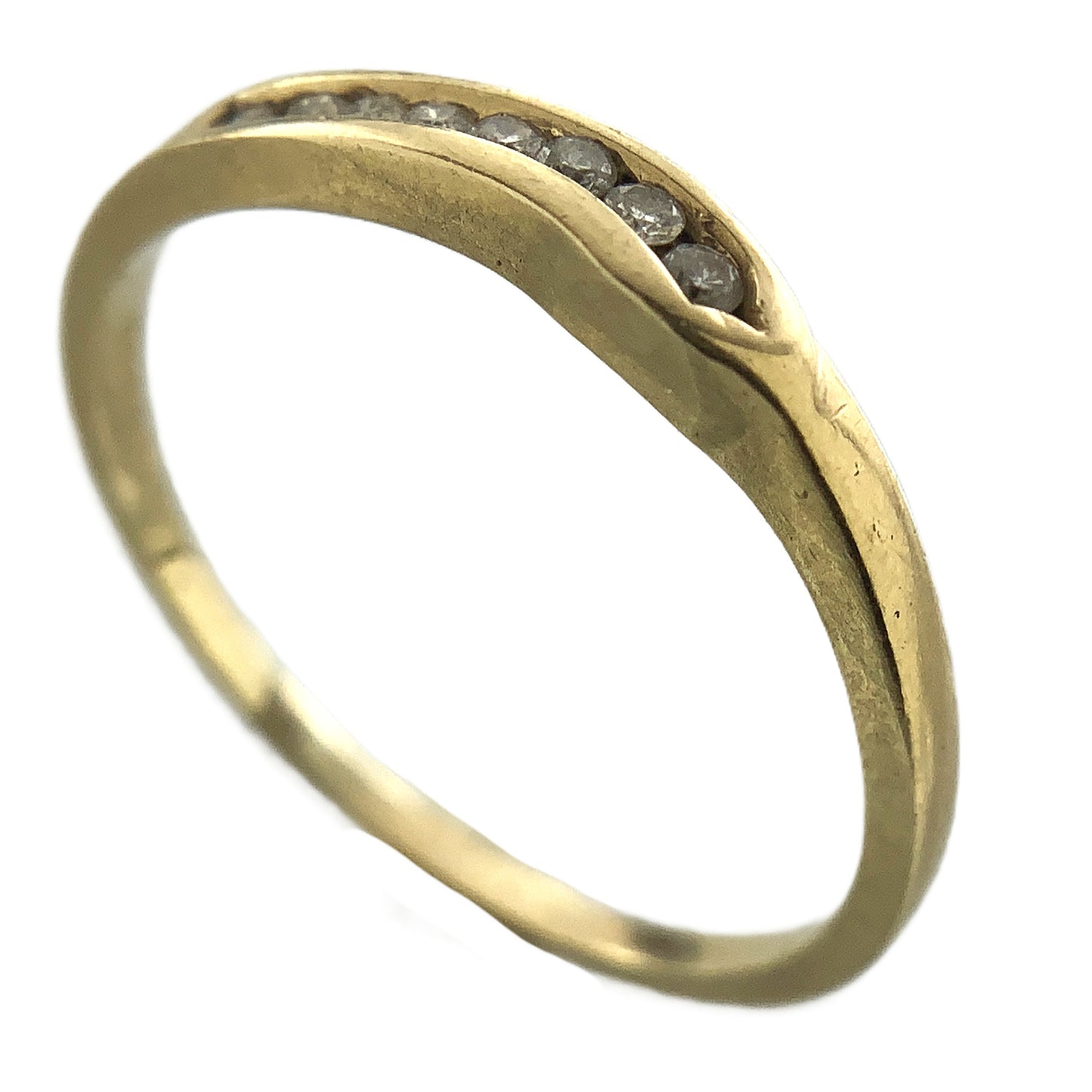14K Yellow Gold Wishbone Channel with 8 Round Diamonds .12 Total Carats Size 7 Ring AU401