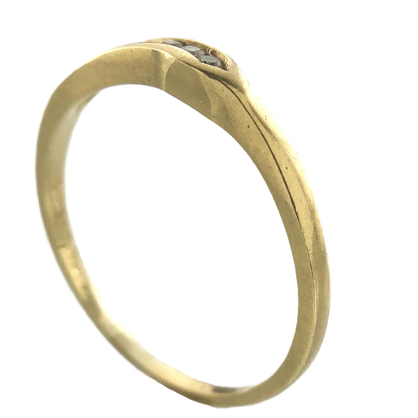 14K Yellow Gold Wishbone Channel with 8 Round Diamonds .12 Total Carats Size 7 Ring AU401