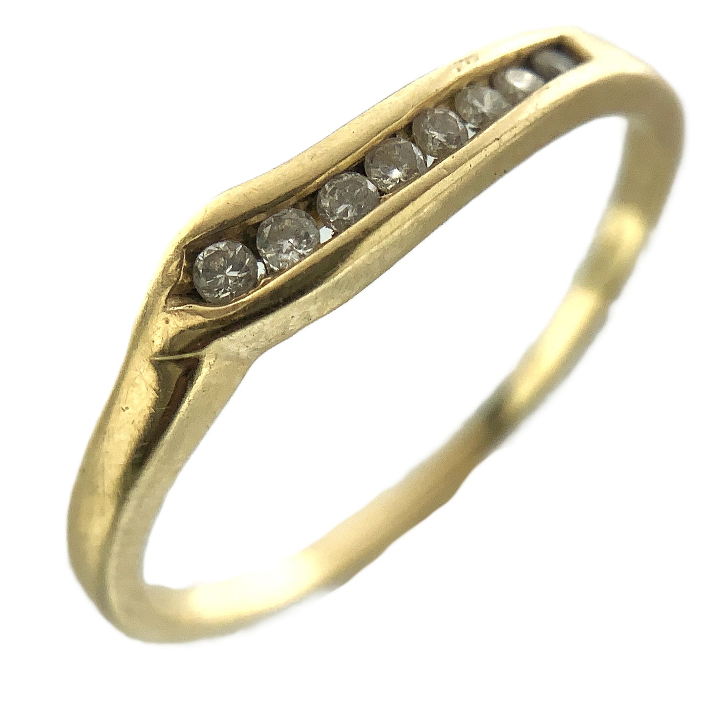 14K Yellow Gold Wishbone Channel with 8 Round Diamonds .12 Total Carats Size 7 Ring AU401