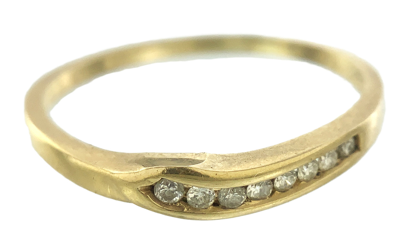 14K Yellow Gold Wishbone Channel with 8 Round Diamonds .12 Total Carats Size 7 Ring AU401