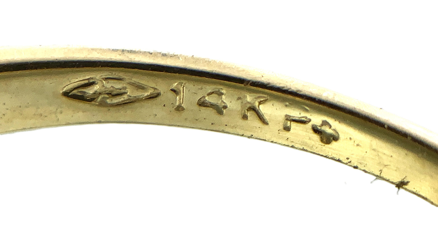 14K Yellow Gold Wishbone Channel with 8 Round Diamonds .12 Total Carats Size 7 Ring AU401