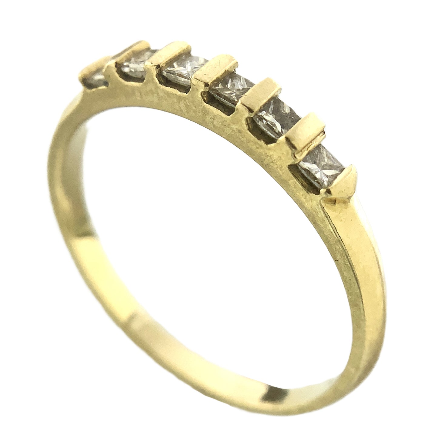 14K Yellow Gold Anniversary or Wedding Band with 6 Princess Cut Diamonds in Channel .3 Total Carats Size 6.75 Ring AU402