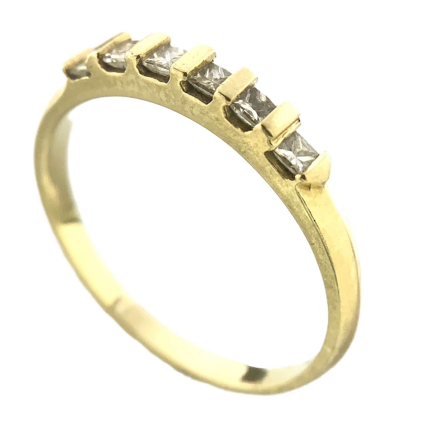 14K Yellow Gold Anniversary or Wedding Band with 6 Princess Cut Diamonds in Channel .3 Total Carats Size 6.75 Ring AU402