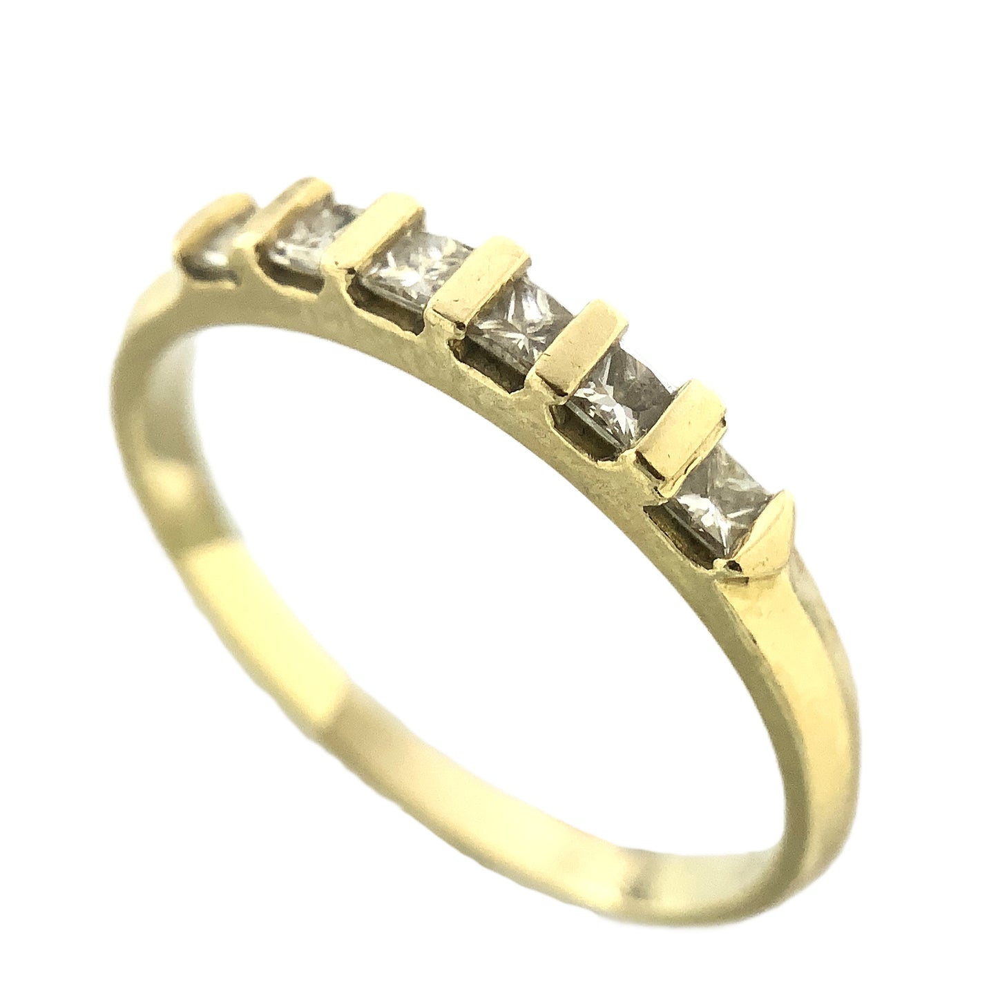 14K Yellow Gold Anniversary or Wedding Band with 6 Princess Cut Diamonds in Channel .3 Total Carats Size 6.75 Ring AU402