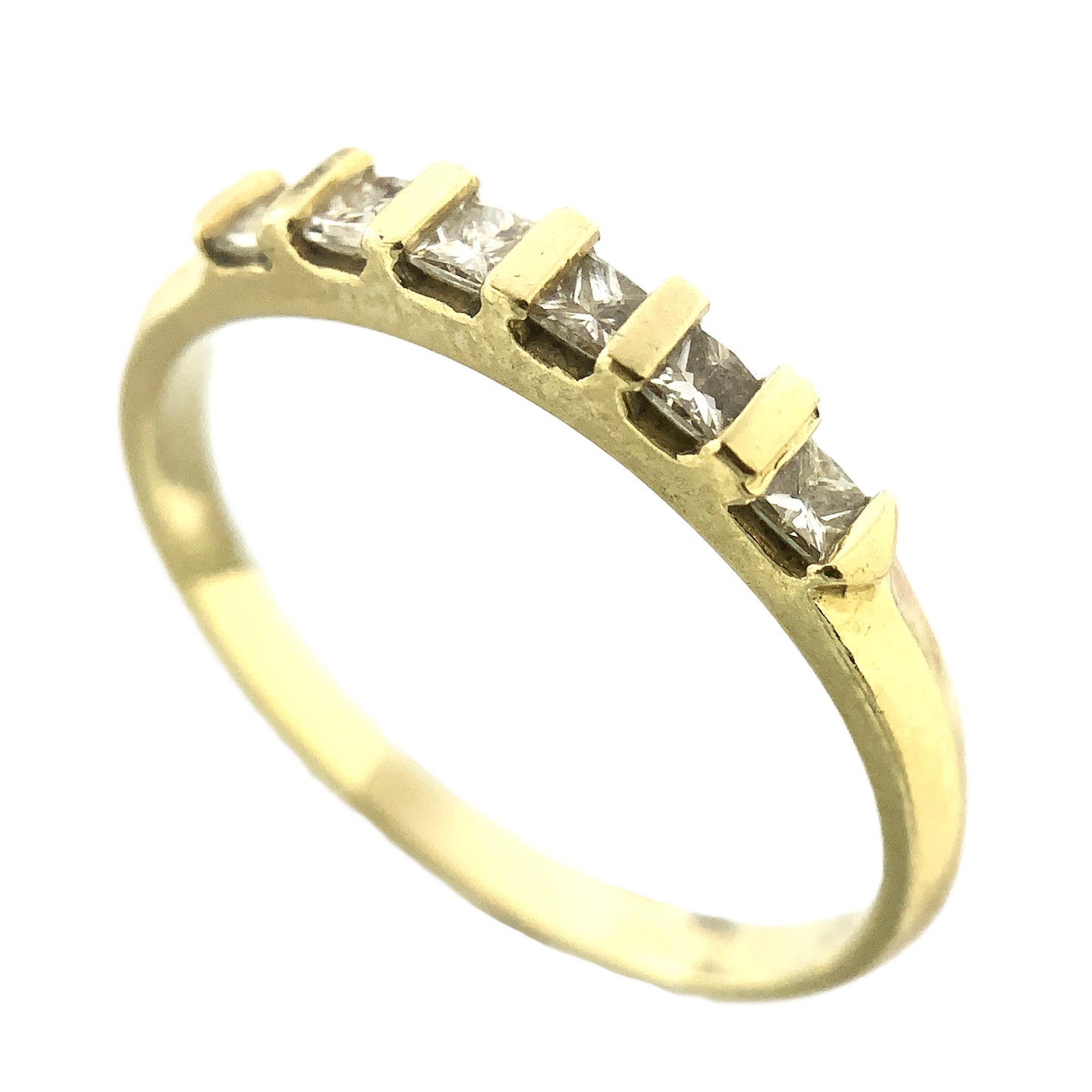 14K Yellow Gold Anniversary or Wedding Band with 6 Princess Cut Diamonds in Channel .3 Total Carats Size 6.75 Ring AU402