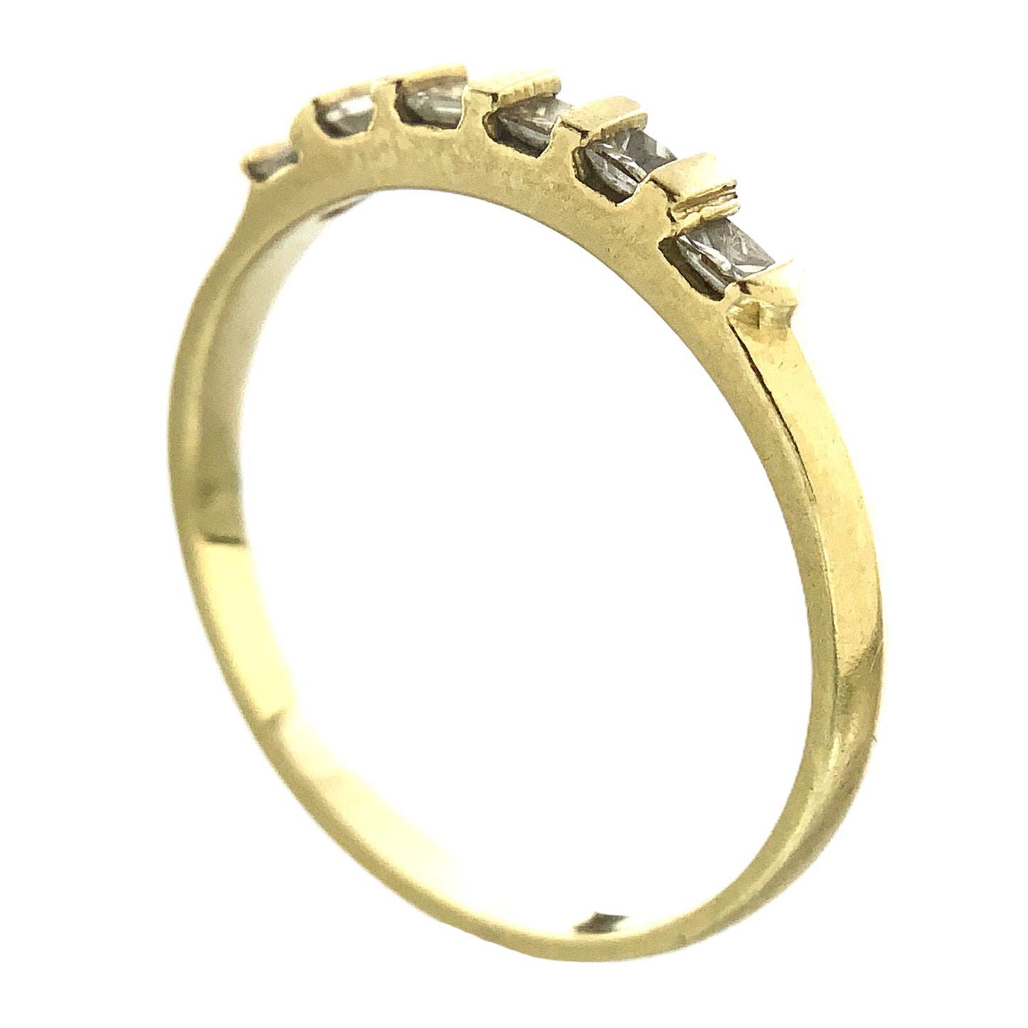 14K Yellow Gold Anniversary or Wedding Band with 6 Princess Cut Diamonds in Channel .3 Total Carats Size 6.75 Ring AU402
