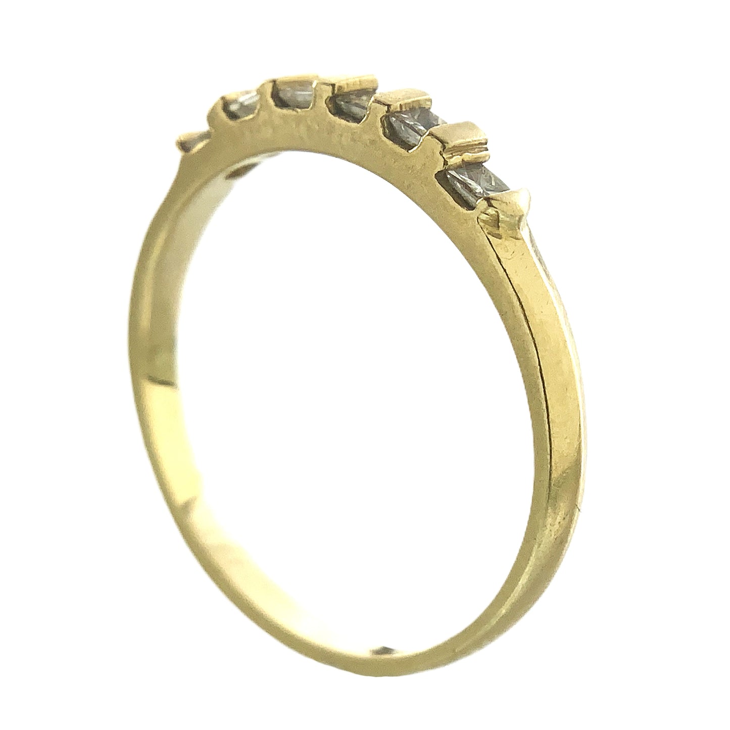 14K Yellow Gold Anniversary or Wedding Band with 6 Princess Cut Diamonds in Channel .3 Total Carats Size 6.75 Ring AU402