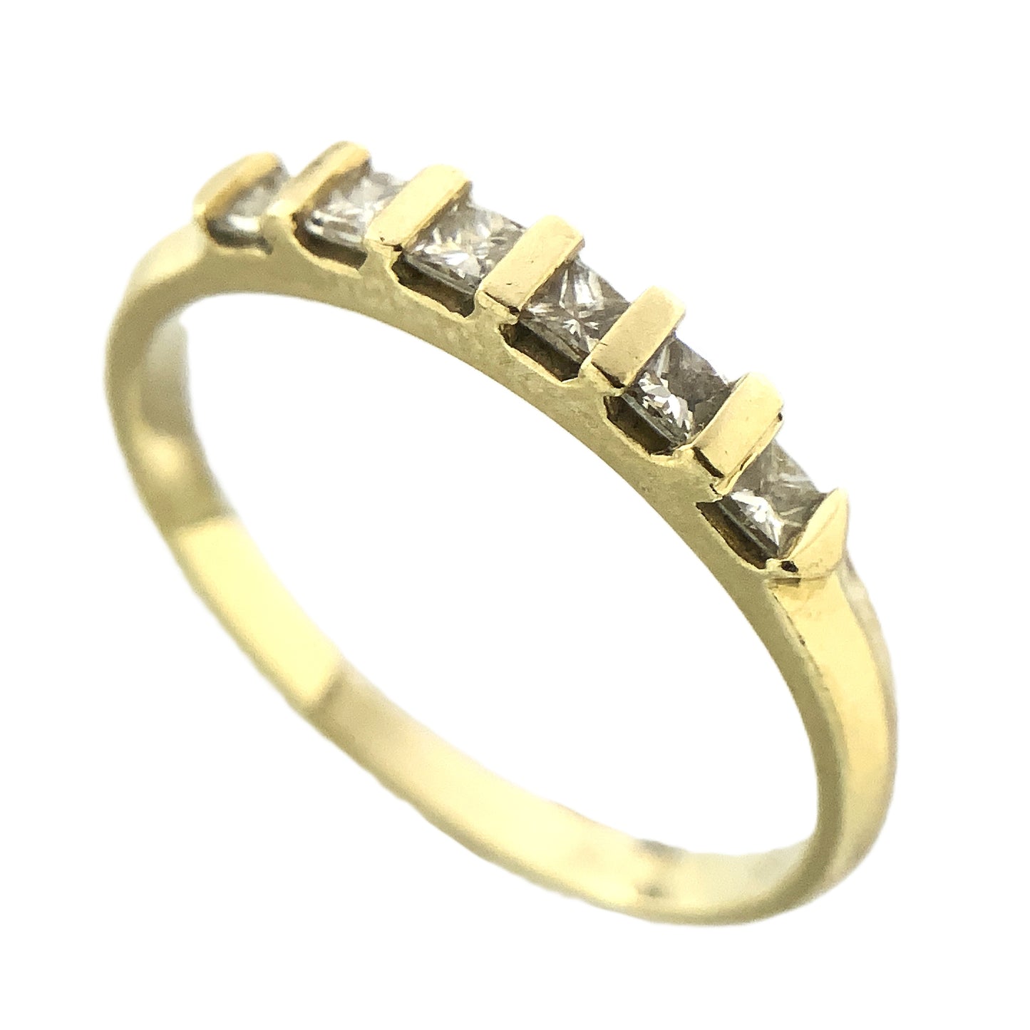 14K Yellow Gold Anniversary or Wedding Band with 6 Princess Cut Diamonds in Channel .3 Total Carats Size 6.75 Ring AU402