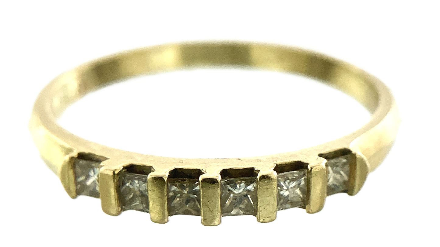 14K Yellow Gold Anniversary or Wedding Band with 6 Princess Cut Diamonds in Channel .3 Total Carats Size 6.75 Ring AU402