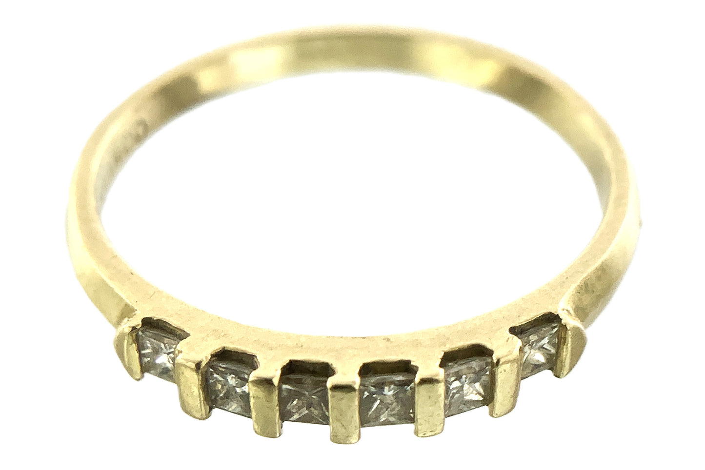 14K Yellow Gold Anniversary or Wedding Band with 6 Princess Cut Diamonds in Channel .3 Total Carats Size 6.75 Ring AU402