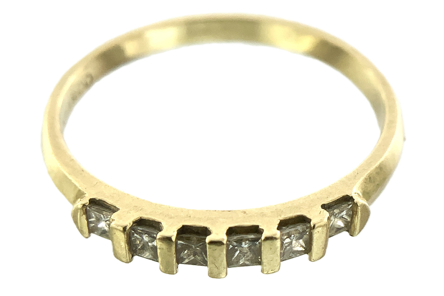 14K Yellow Gold Anniversary or Wedding Band with 6 Princess Cut Diamonds in Channel .3 Total Carats Size 6.75 Ring AU402
