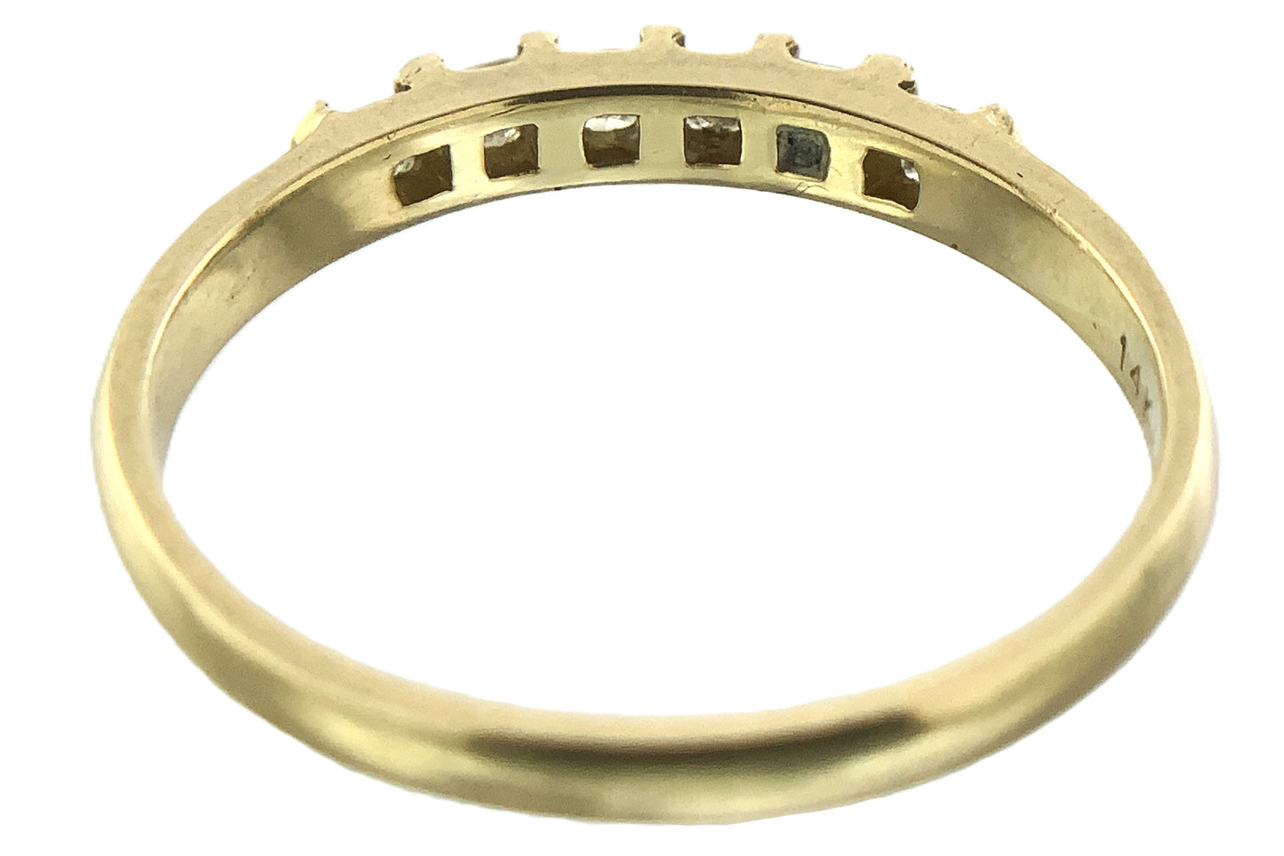 14K Yellow Gold Anniversary or Wedding Band with 6 Princess Cut Diamonds in Channel .3 Total Carats Size 6.75 Ring AU402