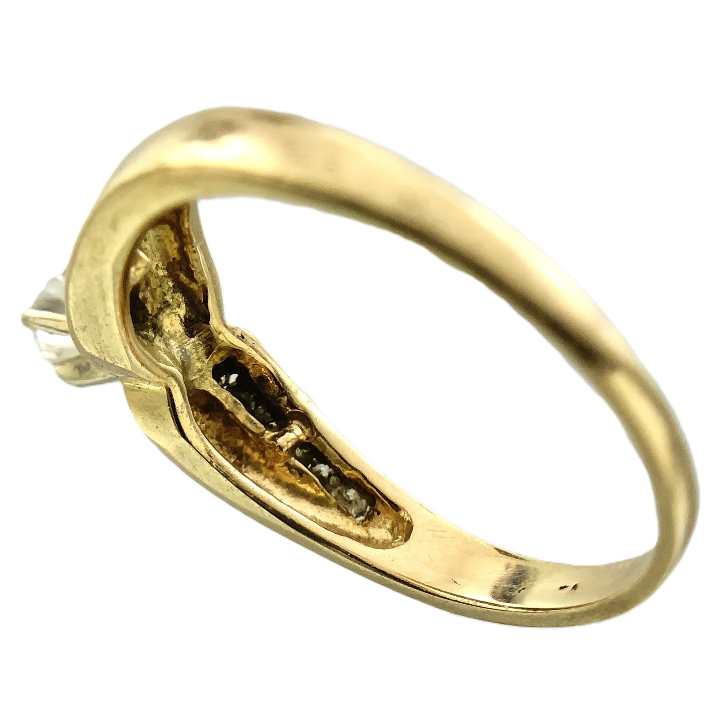 14K Yellow Gold Engagement Round Solitaire and 12 Round Diamonds Accents .31 Total Carats Size 7 Ring AU406