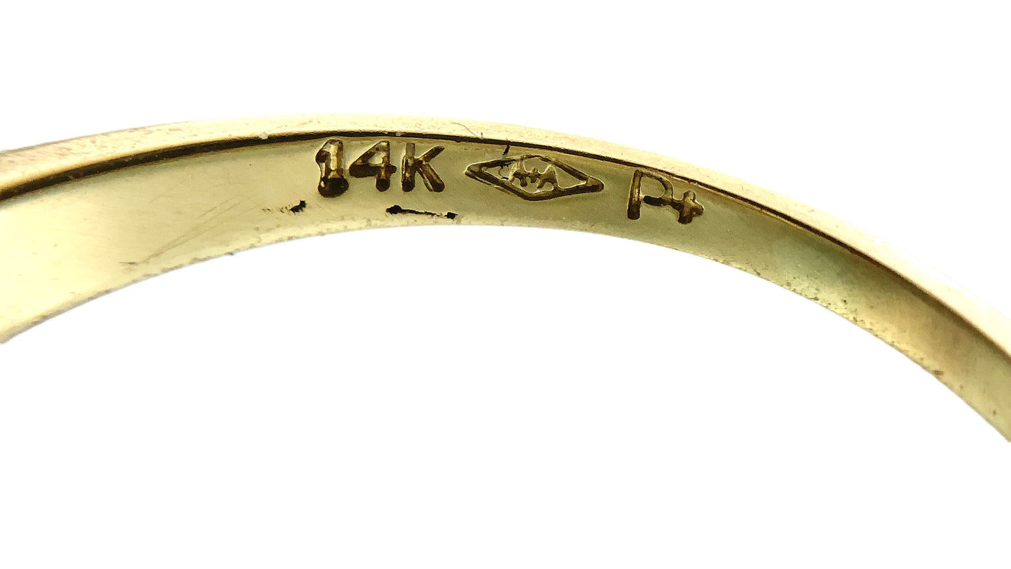 14K Yellow Gold Engagement Round Solitaire and 12 Round Diamonds Accents .31 Total Carats Size 7 Ring AU406