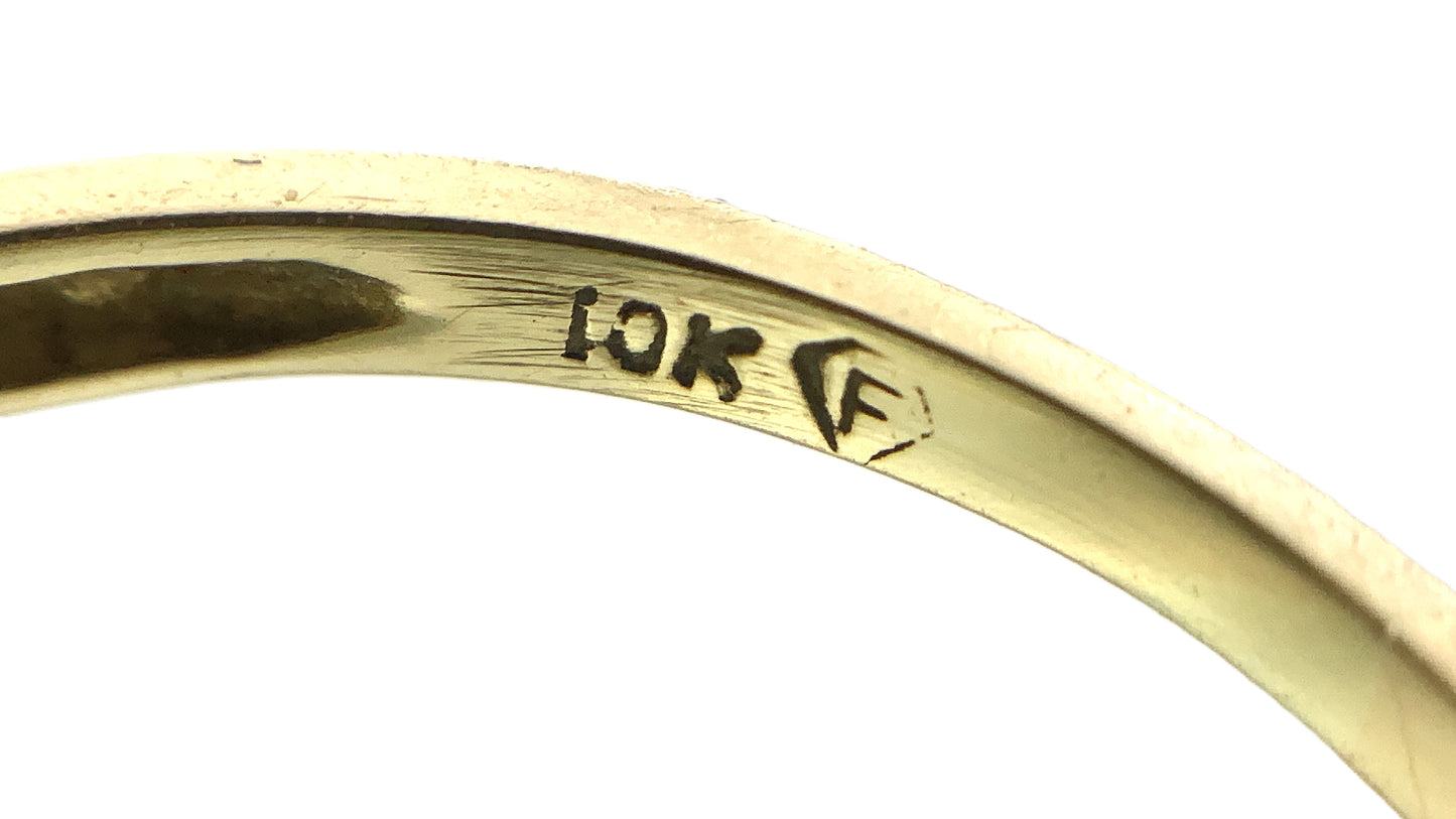 10K Yellow Gold Triple Row 14 Sapphire and 6 Round Diamonds .07 Total Carats Size 7.75 Ring AU407