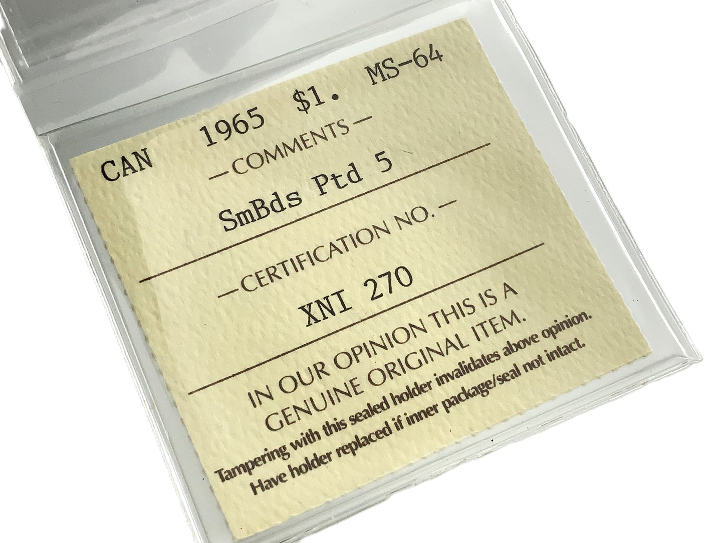 .600 ozt 1965 Canada MS-64 Silver $1