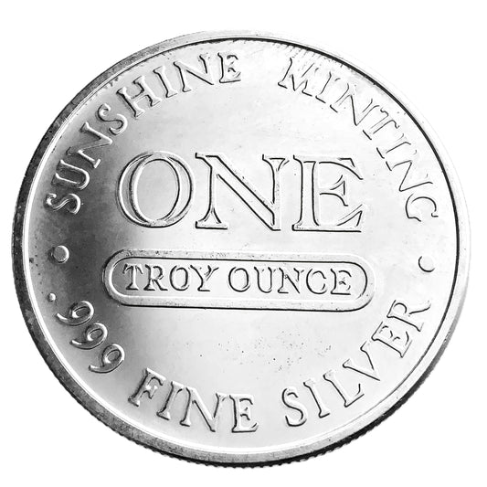 1 ozt Vintage Sunshine Mint 999 Silver Round