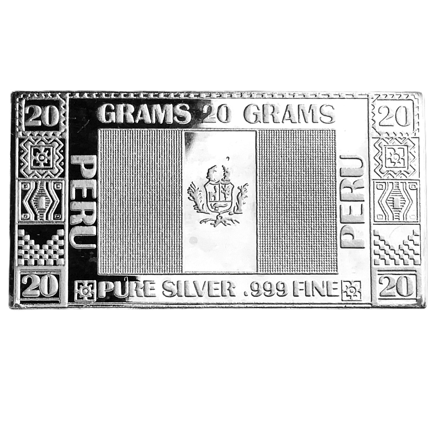 .643 ozt 20 Gram Peruvian Flag 999 Silver Bar