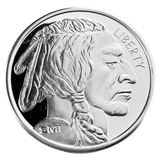 1 ozt Indian Buffalo 999 Silver Round
