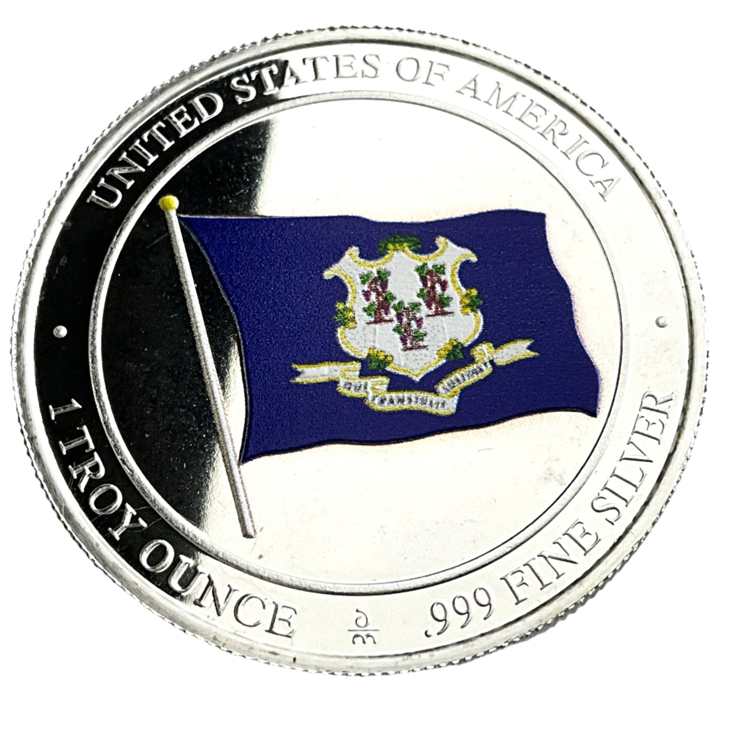 1 ozt Robin Connecticut Flag 999 Silver