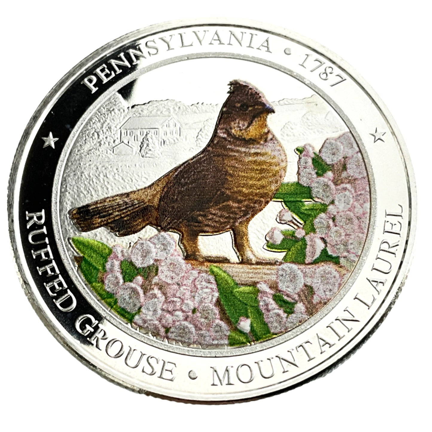 1 ozt Grouse Pennsylvania Flag 999 Silver