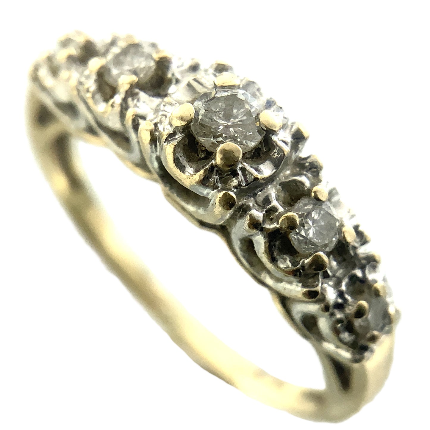 10K Yellow Gold Five Stone Diamond Band Cavendish .21 Total Carats Size 5.75 Ring AU409