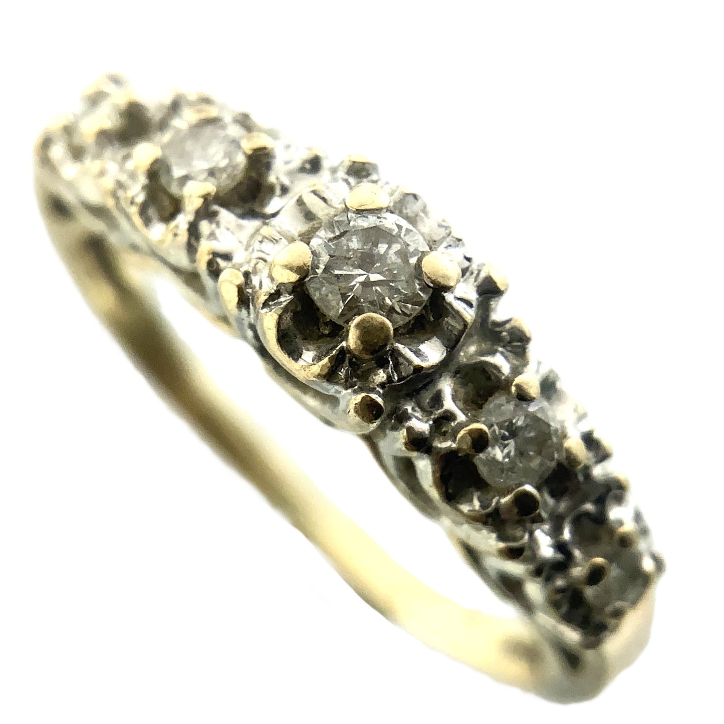 10K Yellow Gold Five Stone Diamond Band Cavendish .21 Total Carats Size 5.75 Ring AU409