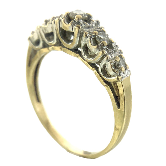 10K Yellow Gold Five Stone Diamond Band Cavendish .21 Total Carats Size 5.75 Ring AU409