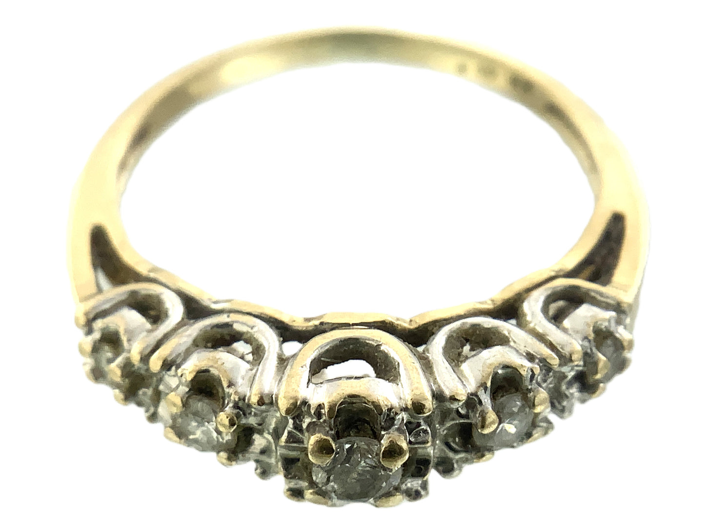 10K Yellow Gold Five Stone Diamond Band Cavendish .21 Total Carats Size 5.75 Ring AU409