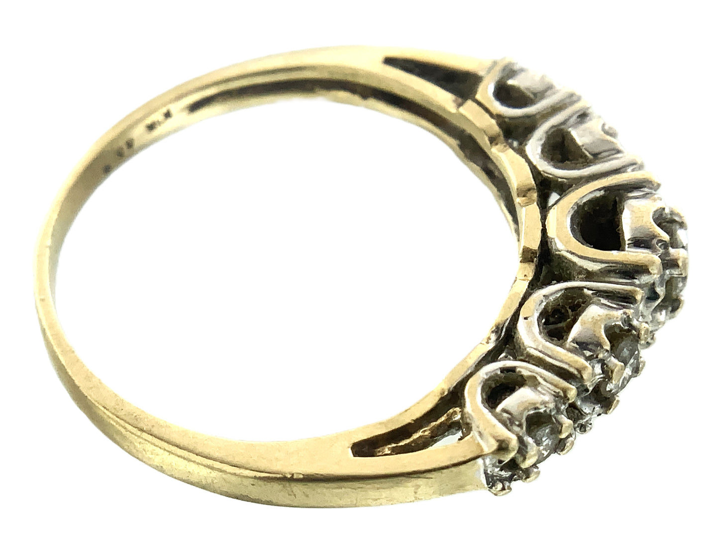 10K Yellow Gold Five Stone Diamond Band Cavendish .21 Total Carats Size 5.75 Ring AU409