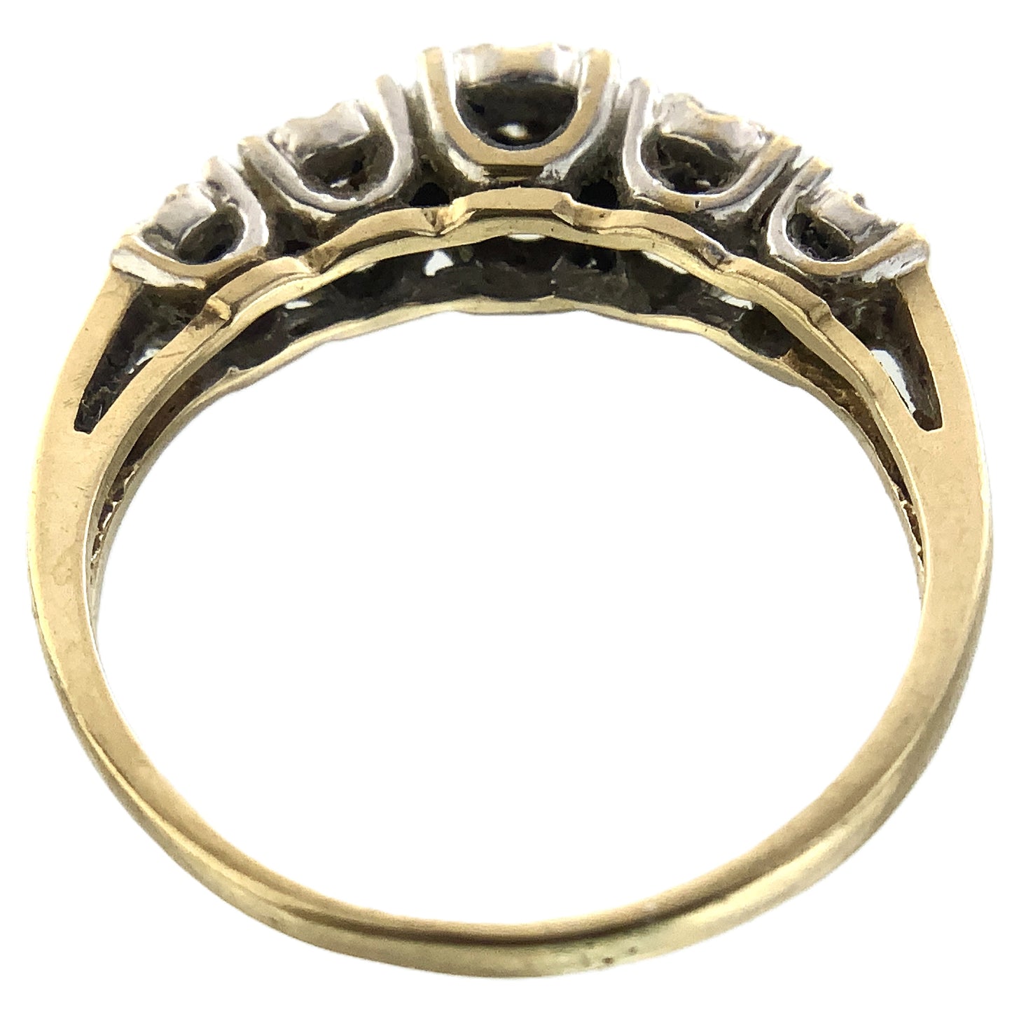 10K Yellow Gold Five Stone Diamond Band Cavendish .21 Total Carats Size 5.75 Ring AU409