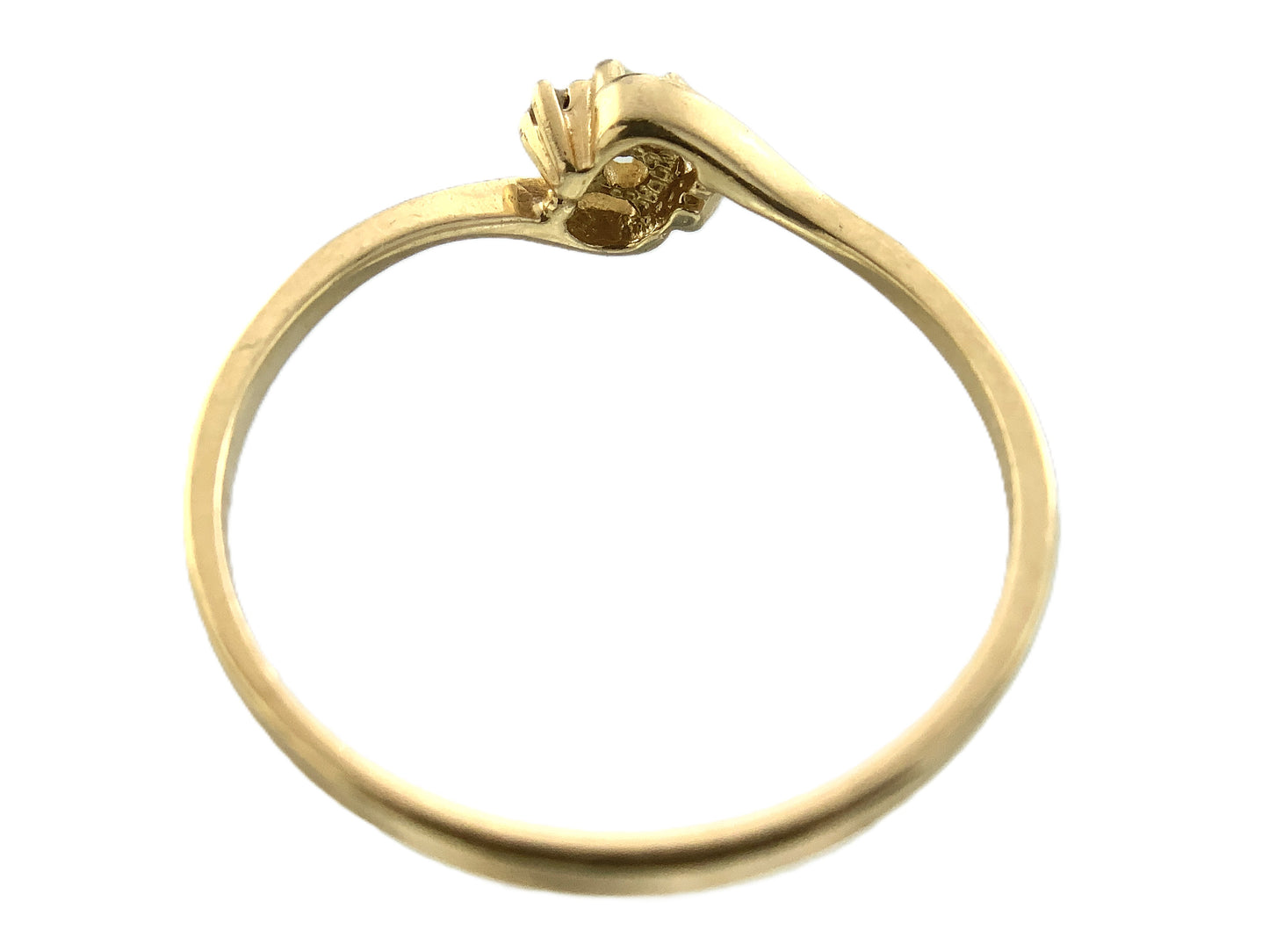 10K Yellow Gold Opan Center and 2 Diamond Accemt .02 Total Carats Size 6 Ring AU410