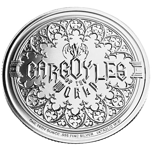 1 ozt Notre-Dame Gargoyle 999 Silver Round