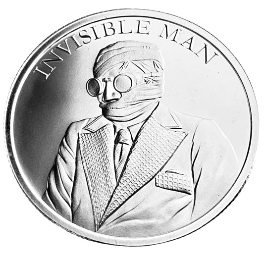 1 ozt Invisible Man Horror 999 Silver Round