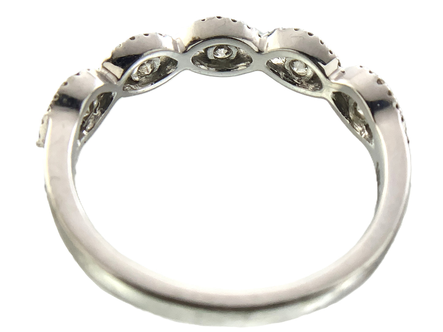 10K White Gold Wave Scalloped 5 Diamonds with Milgrain Accents .3 Total Carats Size 6.5 Ring AU411