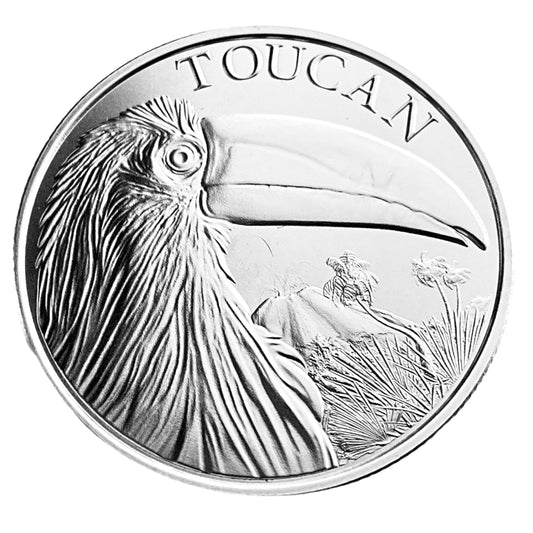 1 ozt Toucan and Volcano 999 Silver Round