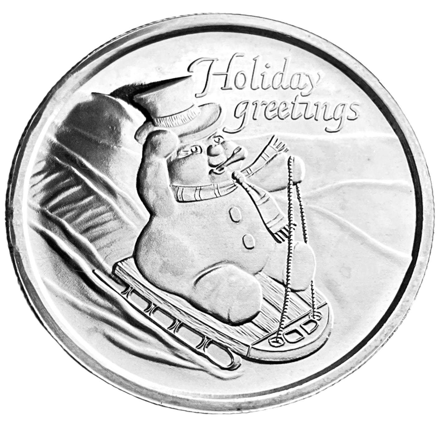1 ozt Holiday Snowman on Sled 999 Round