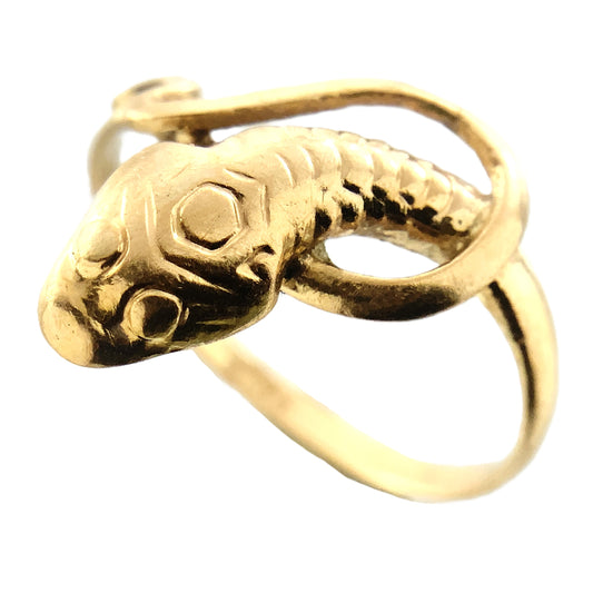 10K Yellow Gold Serpentine Snake Eternal Love Wisdom Good Luck Protection Band Size 5.5 Ring AU414