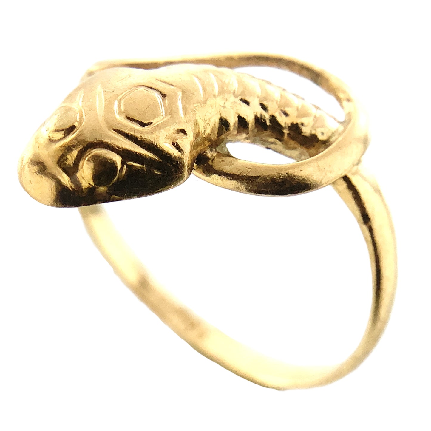 10K Yellow Gold Serpentine Snake Eternal Love Wisdom Good Luck Protection Band Size 5.5 Ring AU414