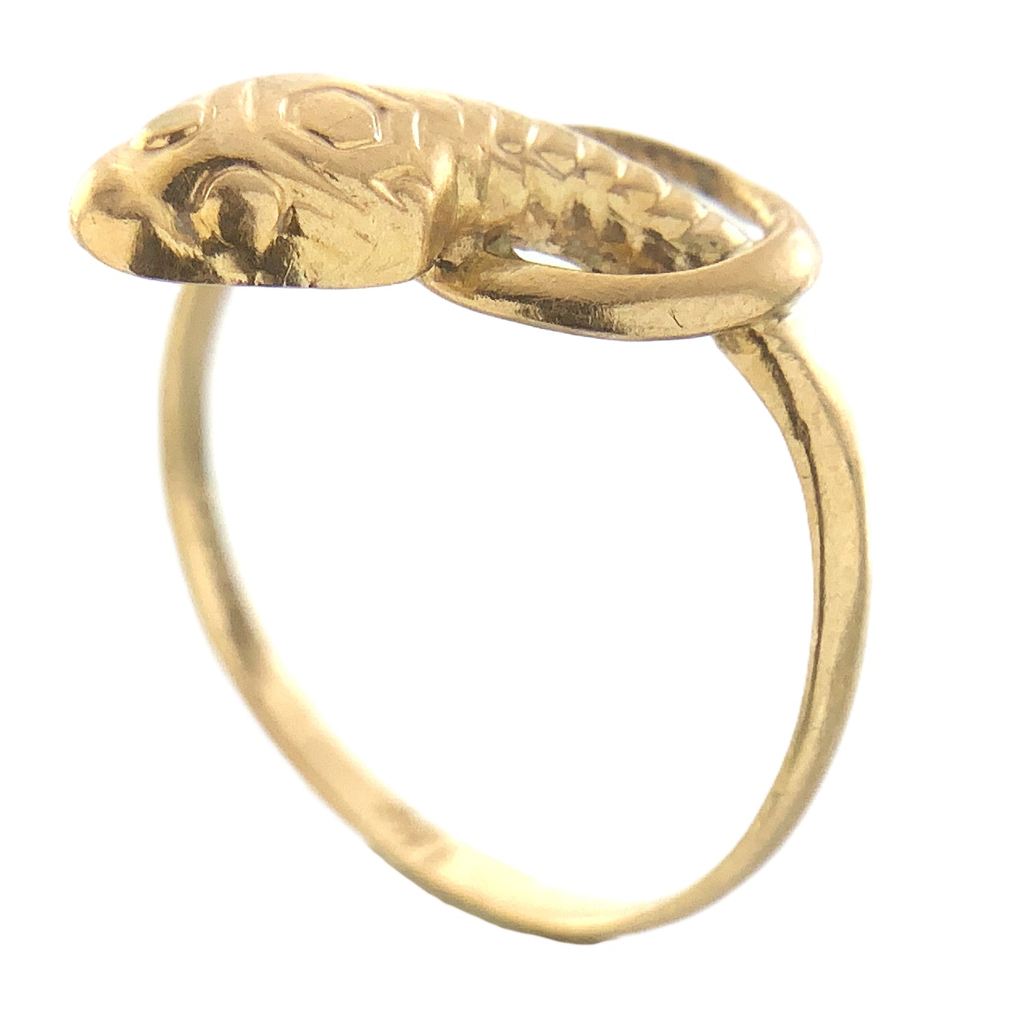 10K Yellow Gold Serpentine Snake Eternal Love Wisdom Good Luck Protection Band Size 5.5 Ring AU414
