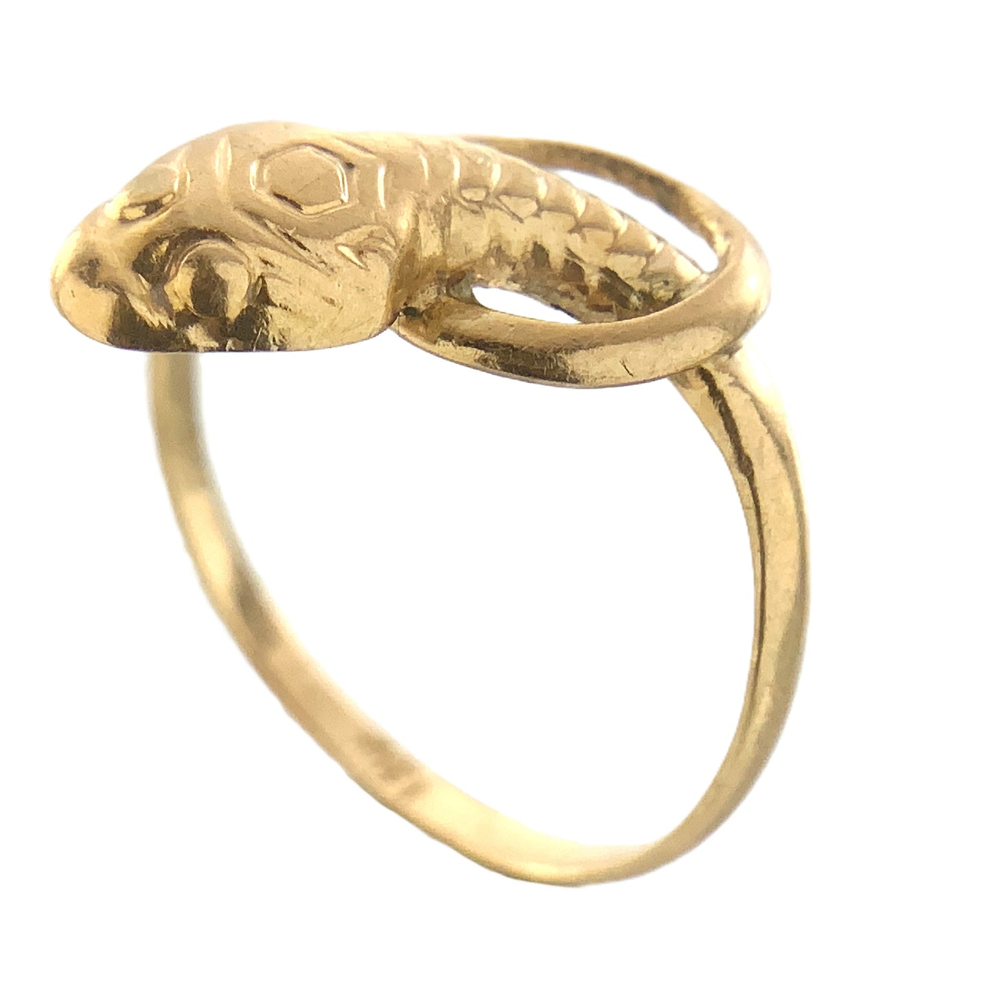 10K Yellow Gold Serpentine Snake Eternal Love Wisdom Good Luck Protection Band Size 5.5 Ring AU414