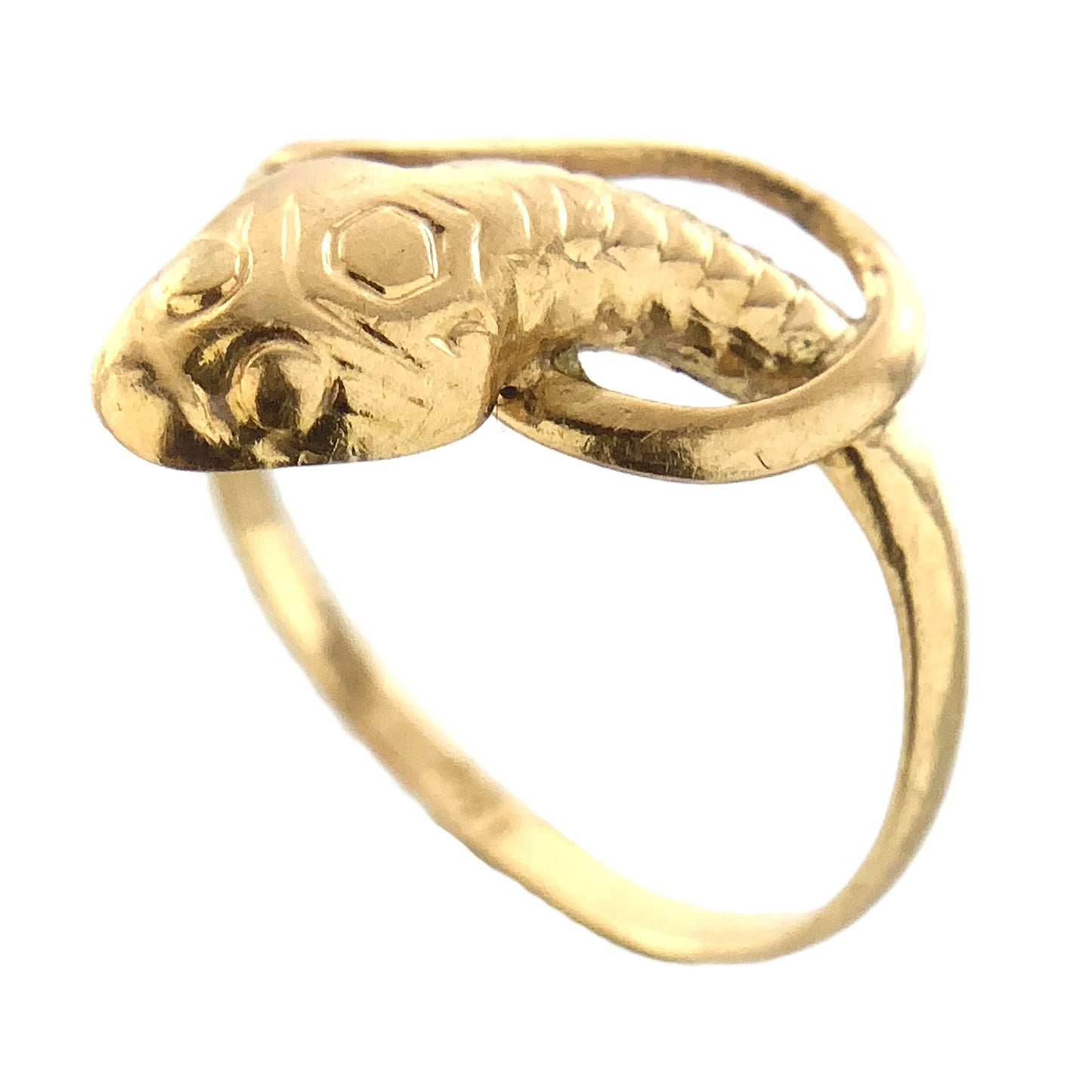 10K Yellow Gold Serpentine Snake Eternal Love Wisdom Good Luck Protection Band Size 5.5 Ring AU414