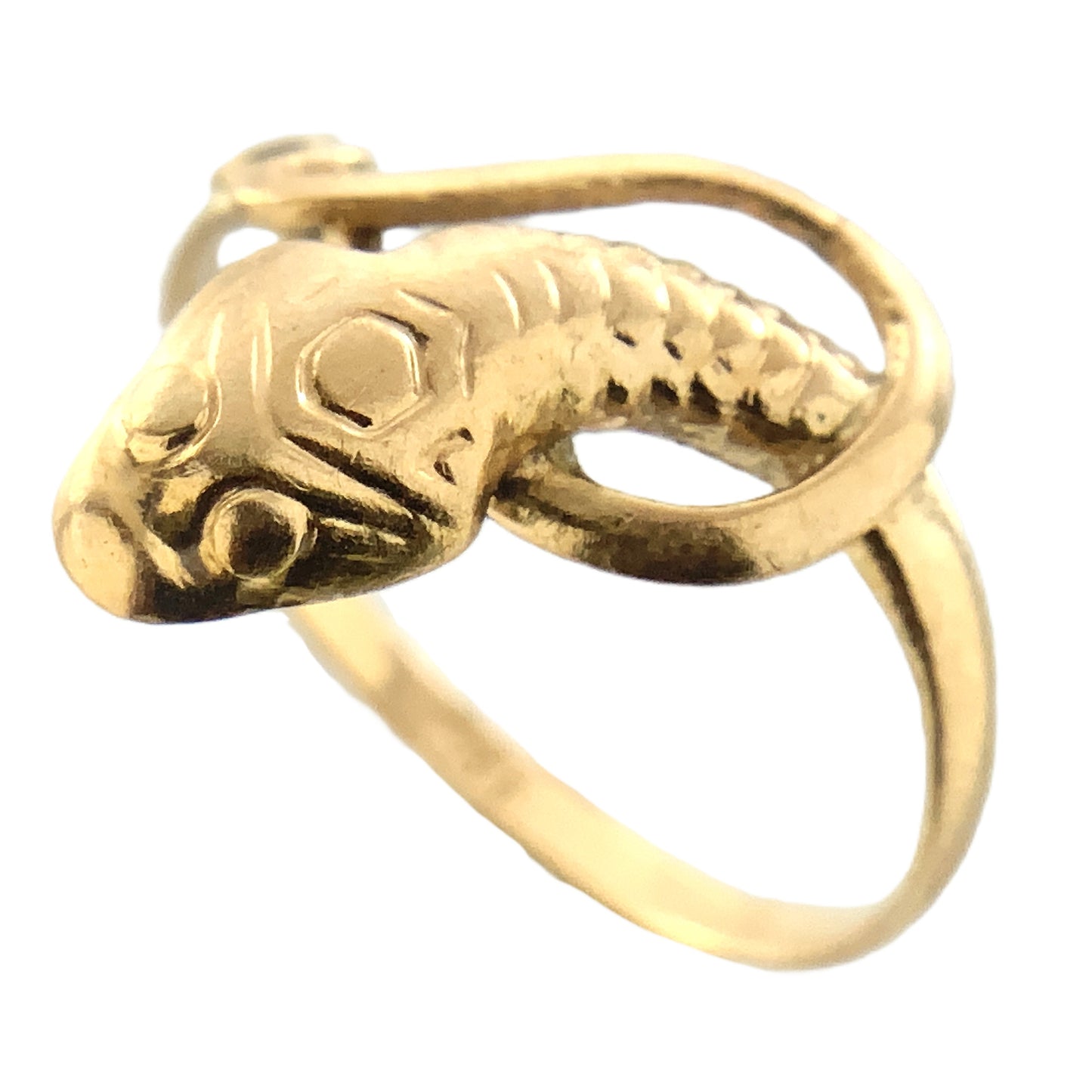 10K Yellow Gold Serpentine Snake Eternal Love Wisdom Good Luck Protection Band Size 5.5 Ring AU414