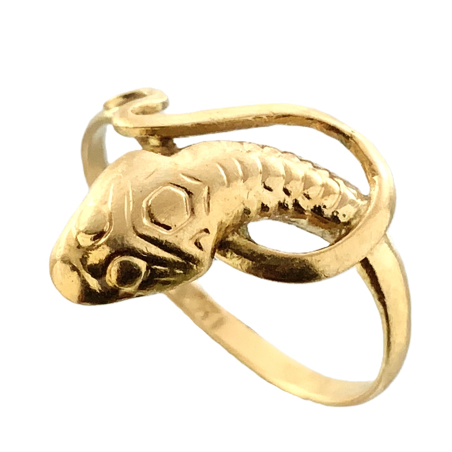 10K Yellow Gold Serpentine Snake Eternal Love Wisdom Good Luck Protection Band Size 5.5 Ring AU414