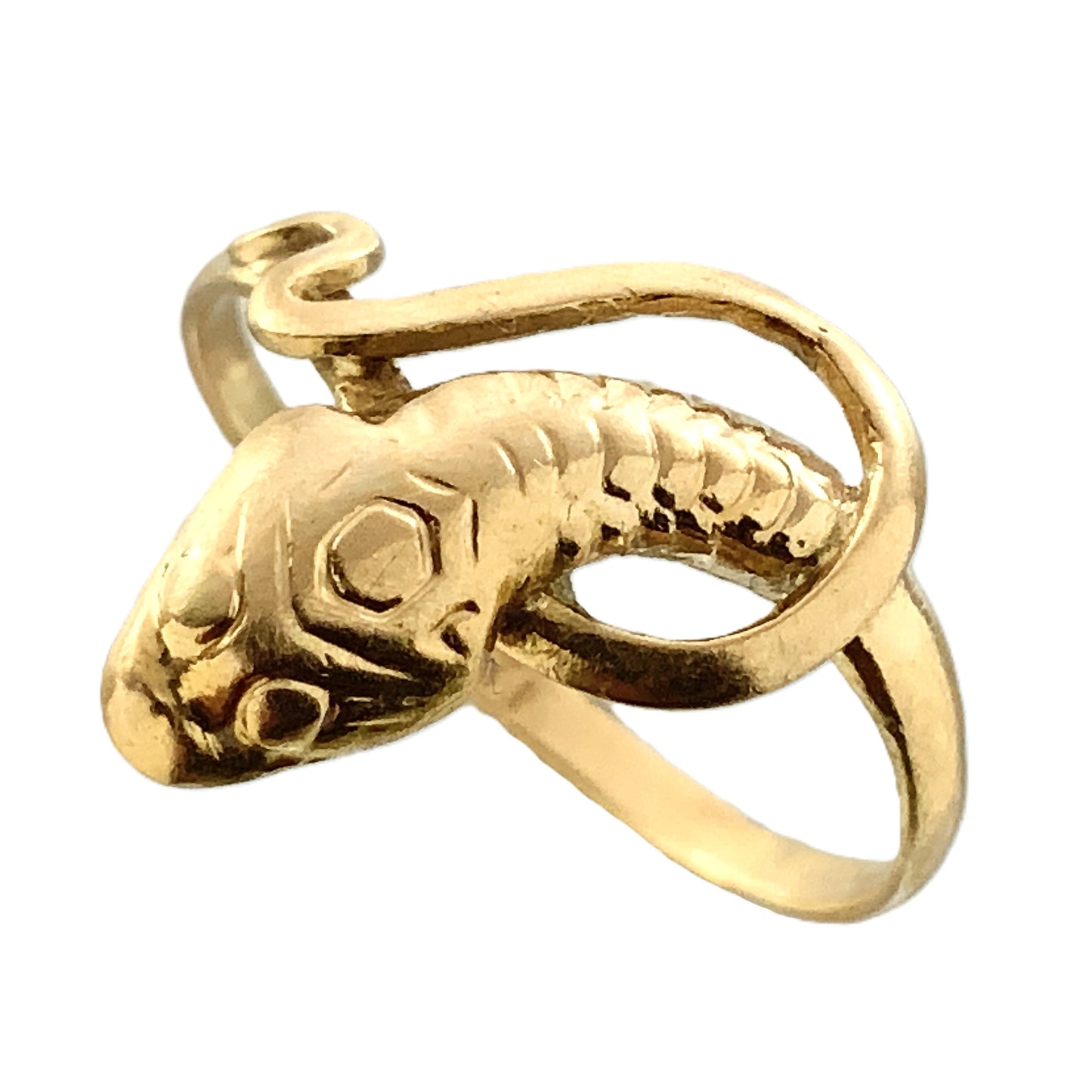 10K Yellow Gold Serpentine Snake Eternal Love Wisdom Good Luck Protection Band Size 5.5 Ring AU414