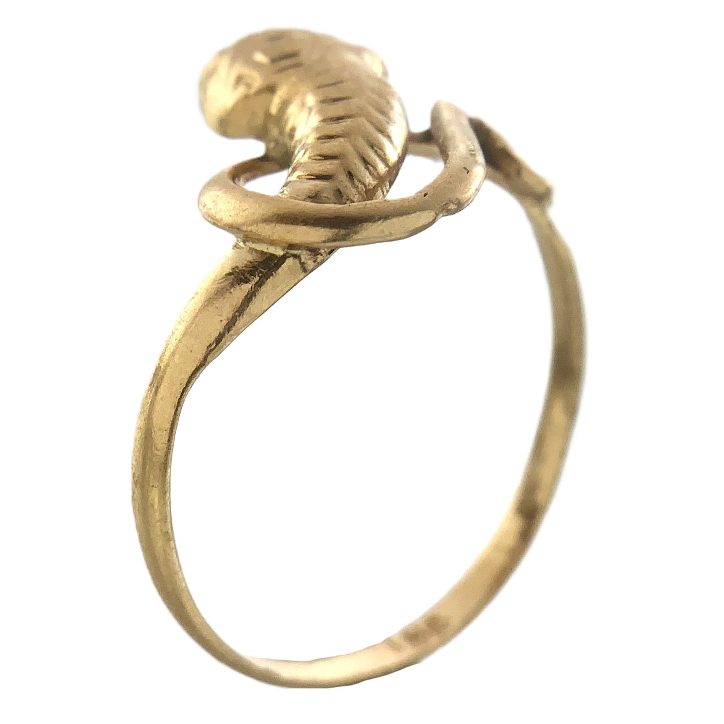 10K Yellow Gold Serpentine Snake Eternal Love Wisdom Good Luck Protection Band Size 5.5 Ring AU414