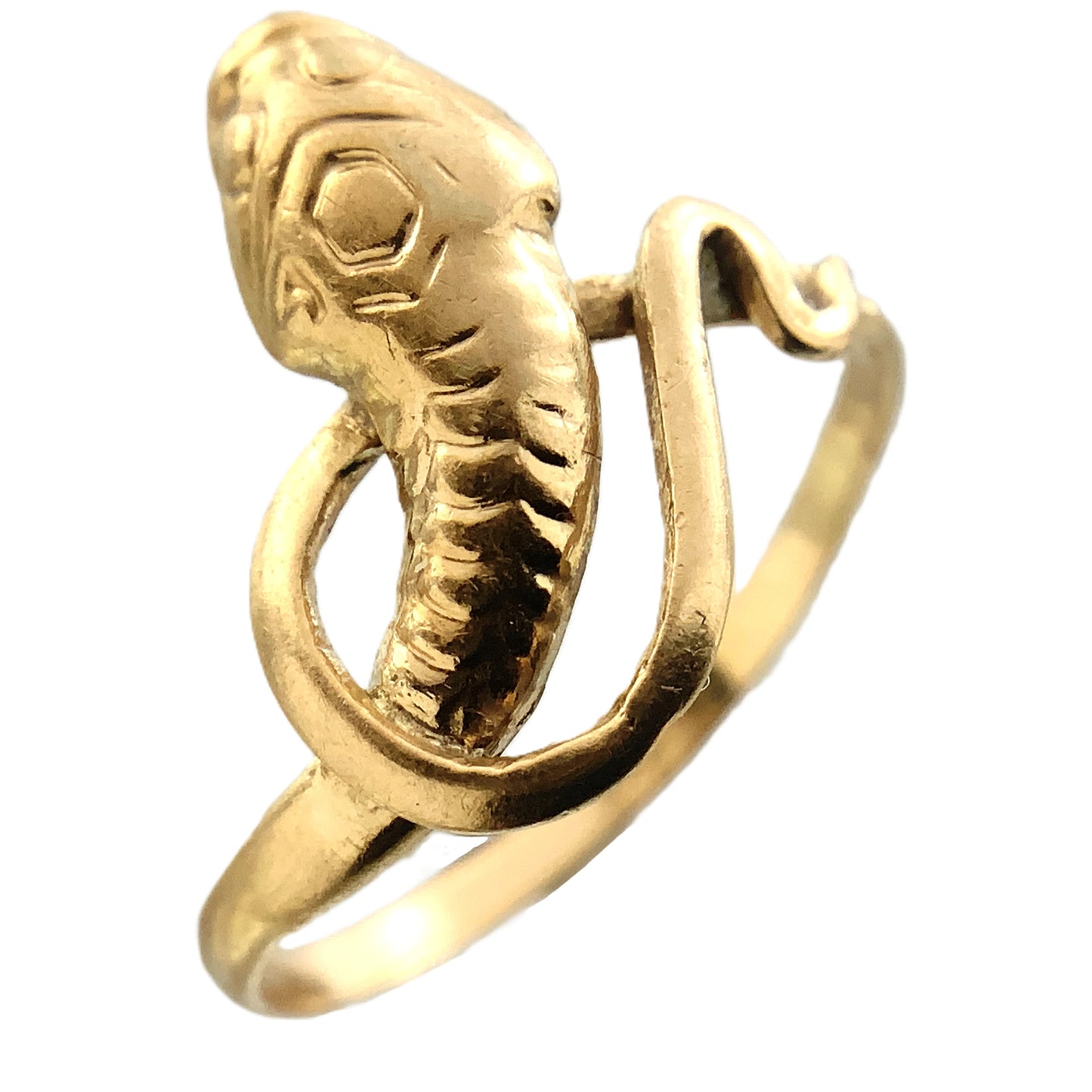 10K Yellow Gold Serpentine Snake Eternal Love Wisdom Good Luck Protection Band Size 5.5 Ring AU414