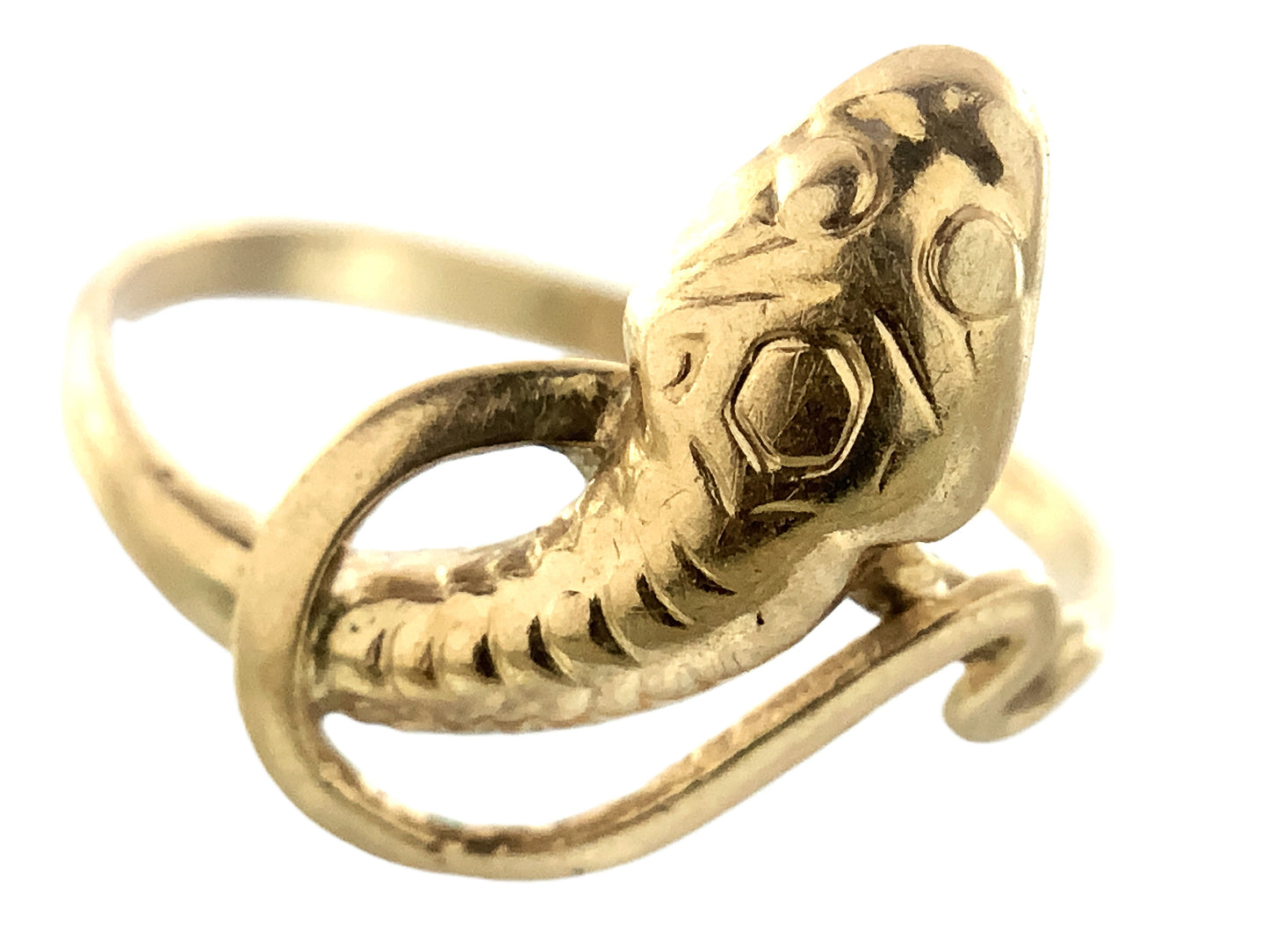 10K Yellow Gold Serpentine Snake Eternal Love Wisdom Good Luck Protection Band Size 5.5 Ring AU414
