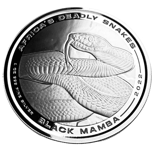 1 ozt Black Mamba Snake 999 Silver Coin