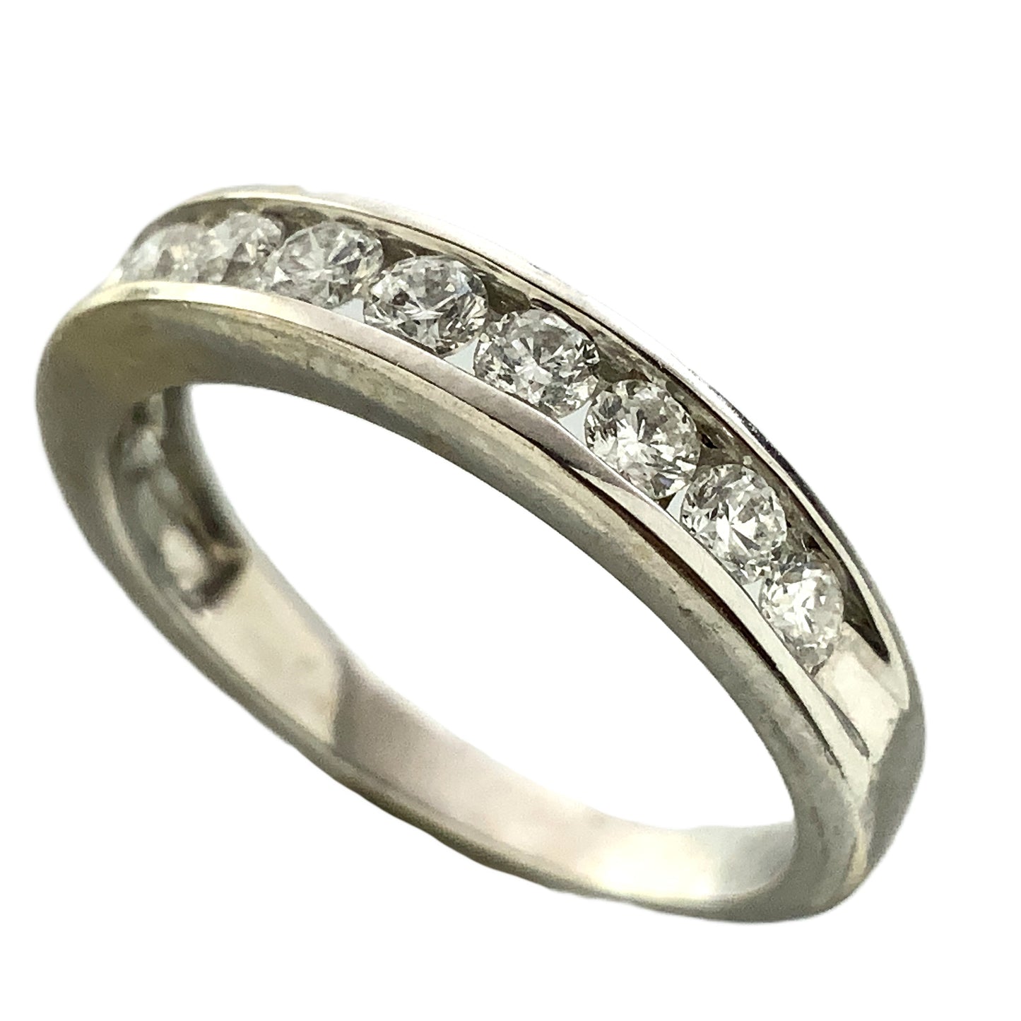 14K White Gold Half Eternity .55 Total Carats 5.25 Size Ring AU417